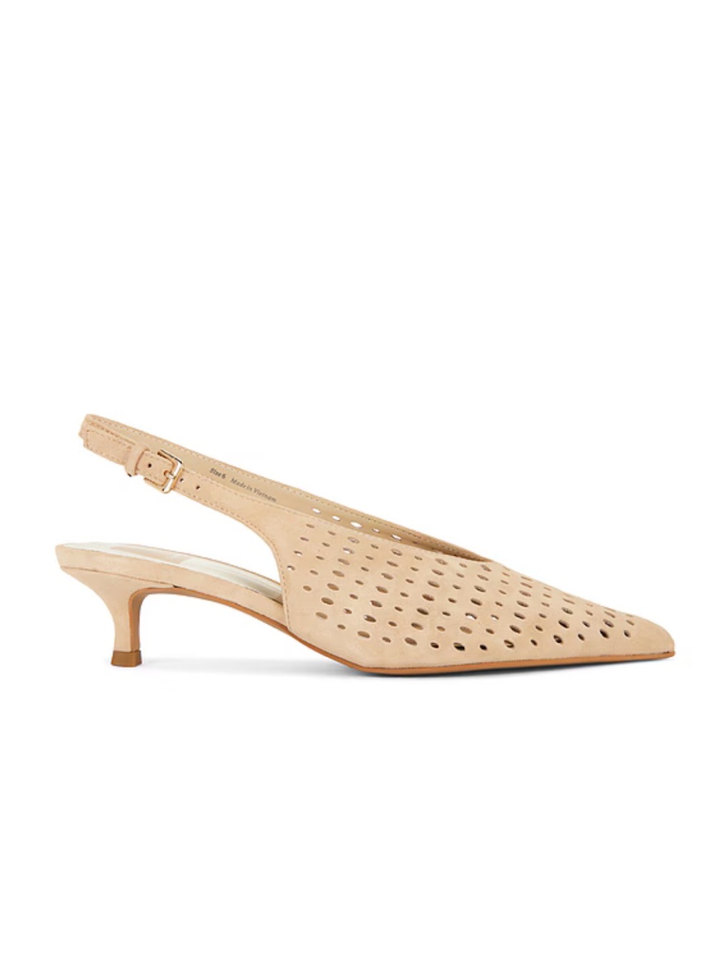 Dolce Vita Alenna Pumps Camel Beige Perforated Slingbacks Kitten Heels Revolve 8